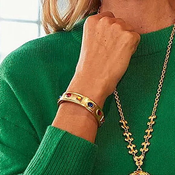 Patricia Nash Renaissance Egyptian Gold Tone Multi Gemstone Enamel Bracelet - Picture 7 of 7